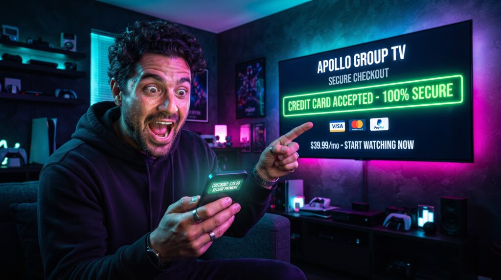 pay apollo group tv with credit card